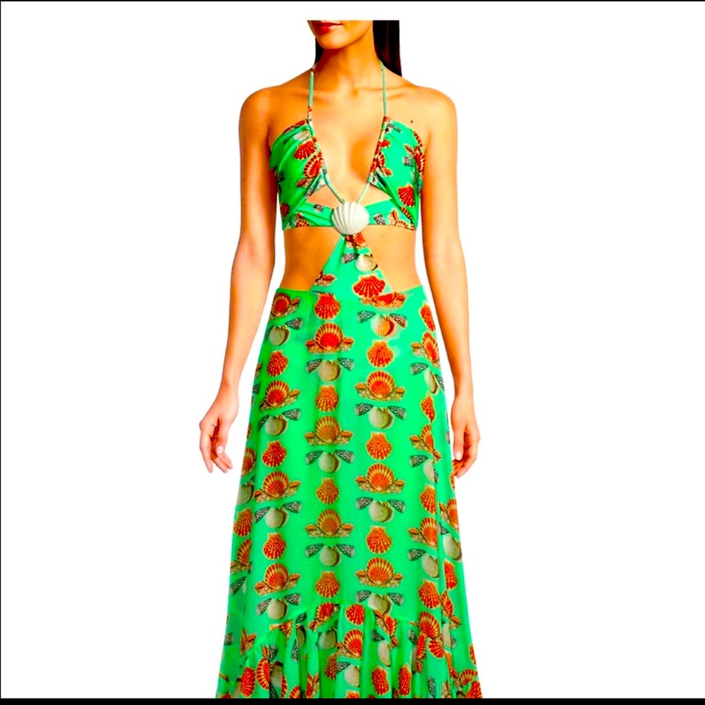 Brand NEW Seashell Cutout Beach Dress Color Sea Green Maxi dress PatBo Brand